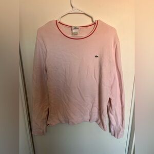 Lacoste Pink Crewneck Sweater with Red Trim